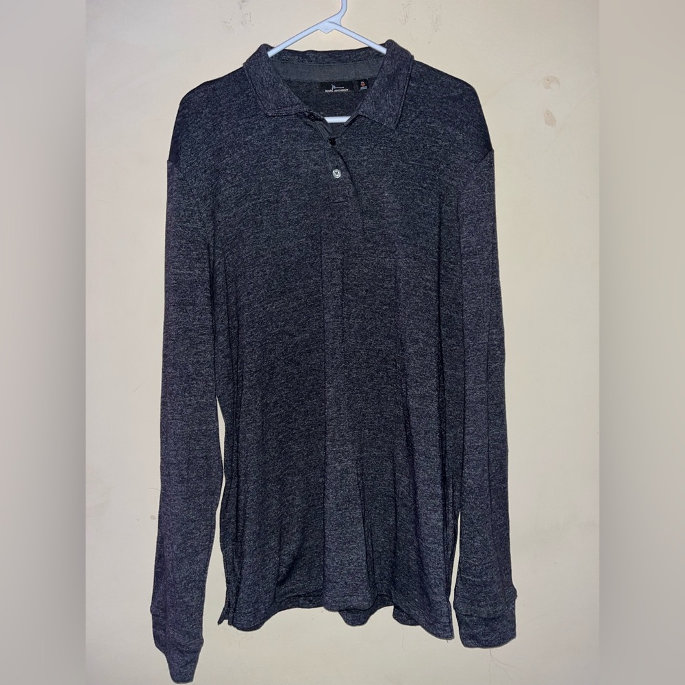 Marc Anthony Dark Grey Long Sleeve Button Up Men’s Shirt, Slim Fit, Size XL
